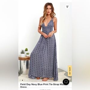 Lulus Navy Tie-Strap Maxi Dress